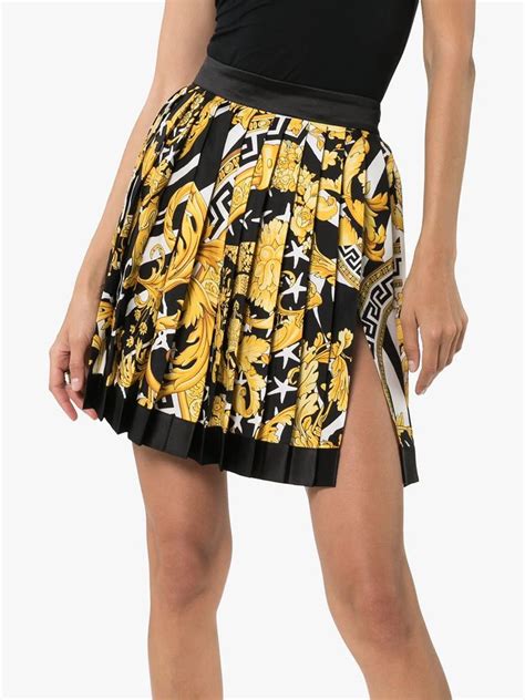 versace baroque print pleated mini skirt|Versace Baroque Coupe Pleated Silk Mini Skirt .